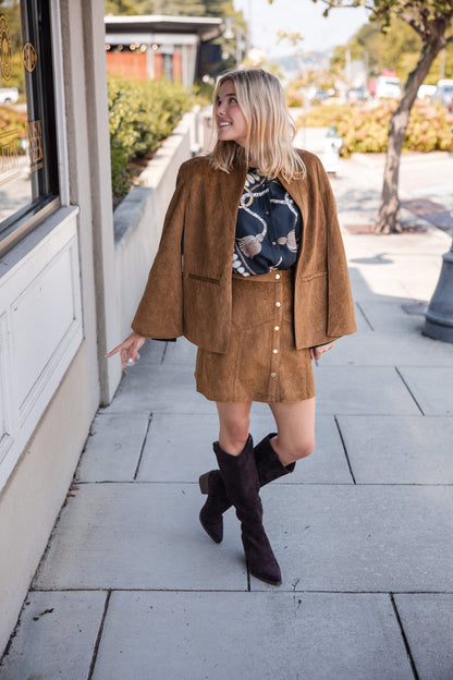 Hugo Short Skirt - Camel Suede