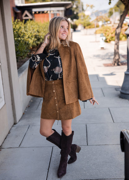 Hugo Short Skirt - Camel Suede