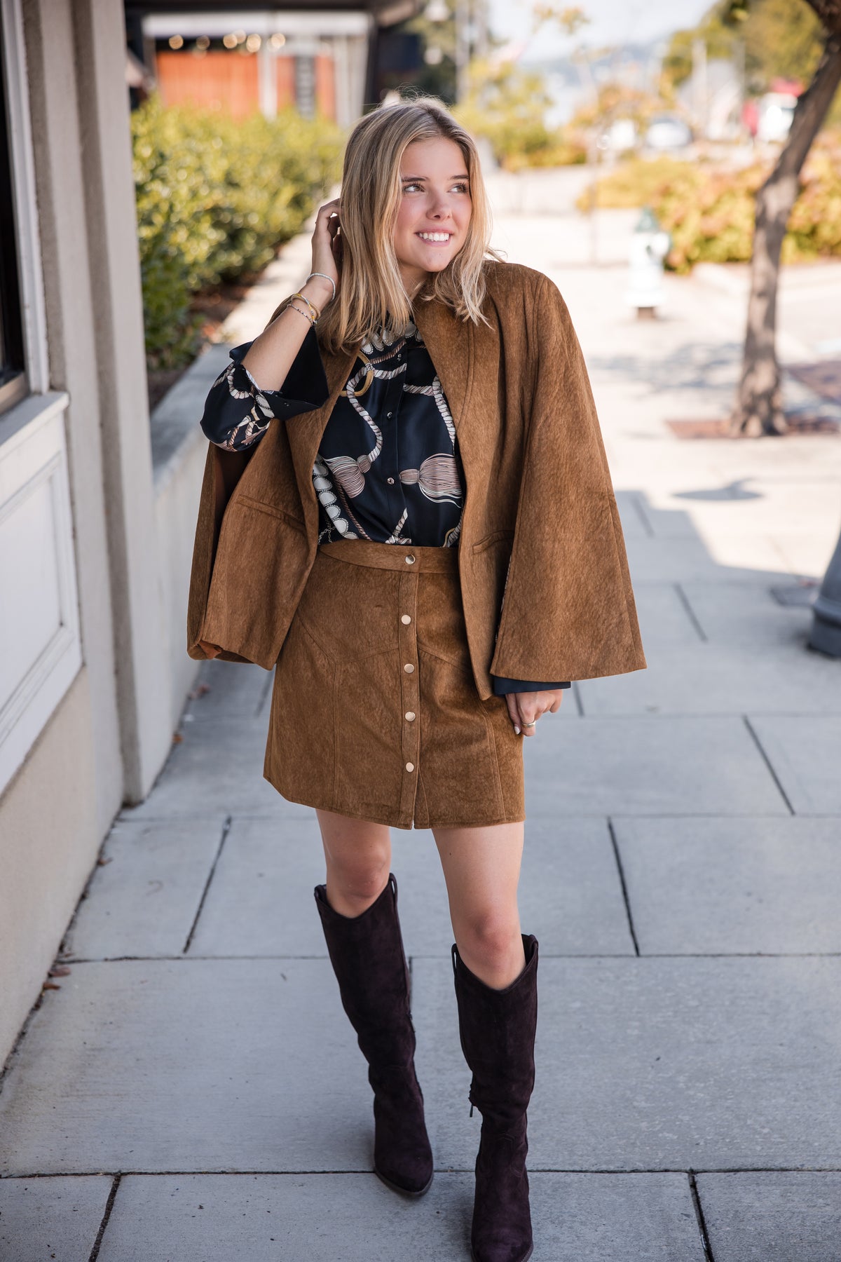Hugo Short Skirt - Camel Suede