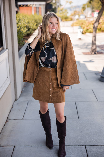 Hugo Short Skirt - Camel Suede