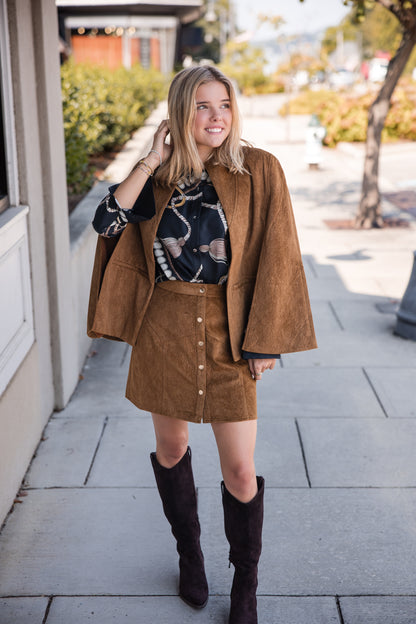 Hugo Short Skirt - Camel Suede