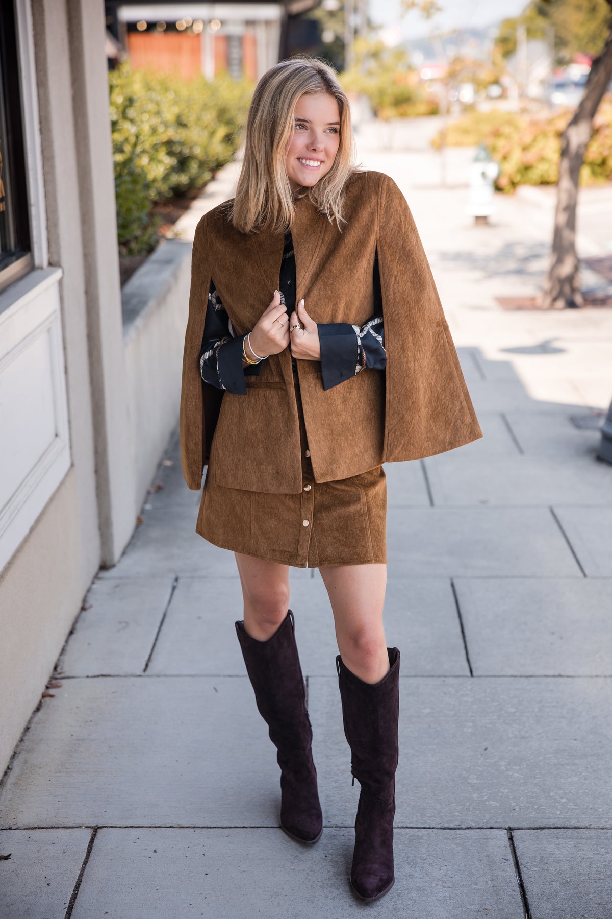 Hugo Short Skirt - Camel Suede