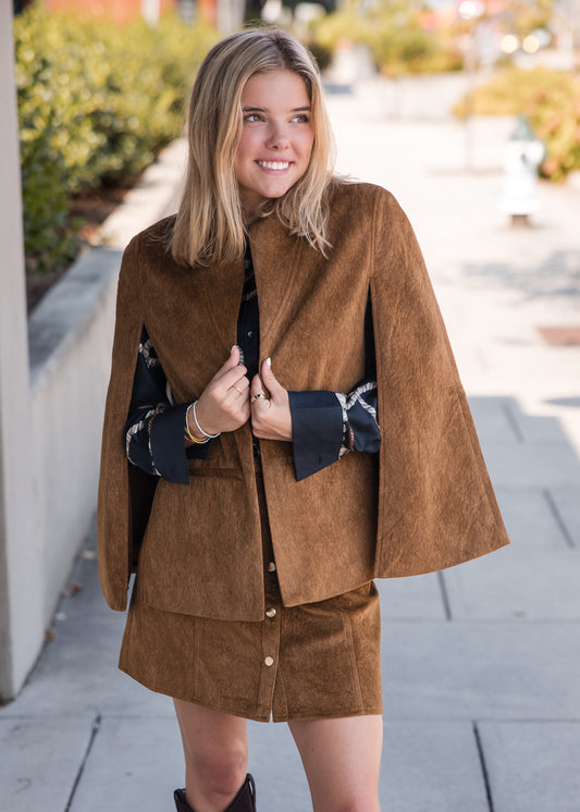 Sage Cape - Camel Suede