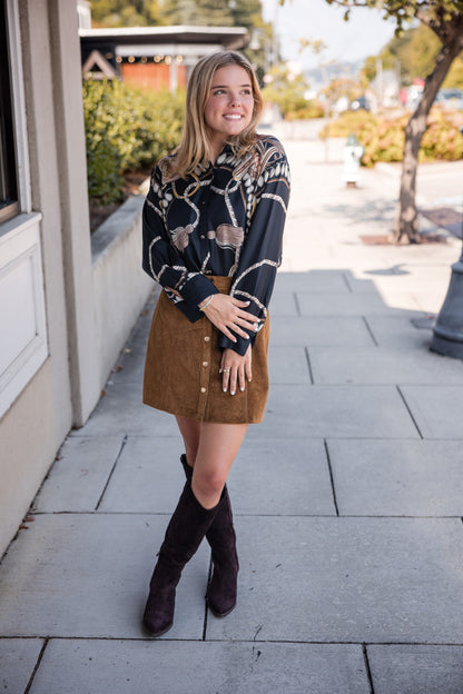 Hugo Short Skirt - Camel Suede