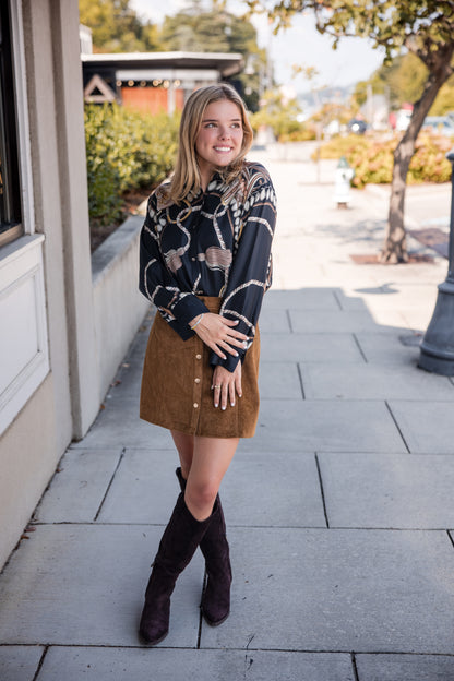 Hugo Short Skirt - Camel Suede