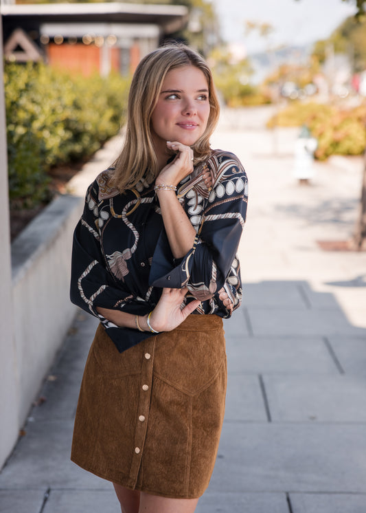 Hugo Short Skirt - Camel Suede