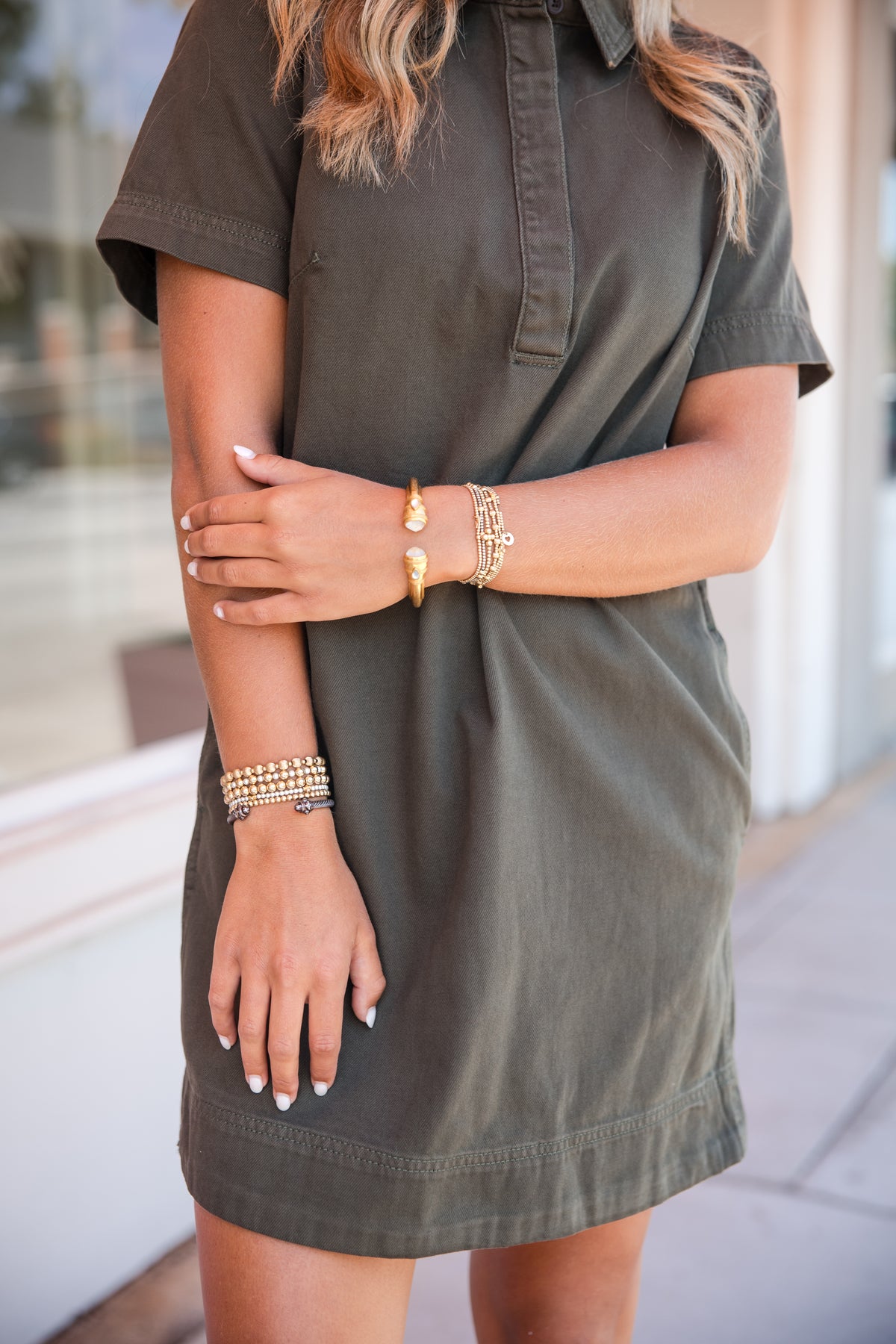 Macayle Denim Dress - Dried Ivy