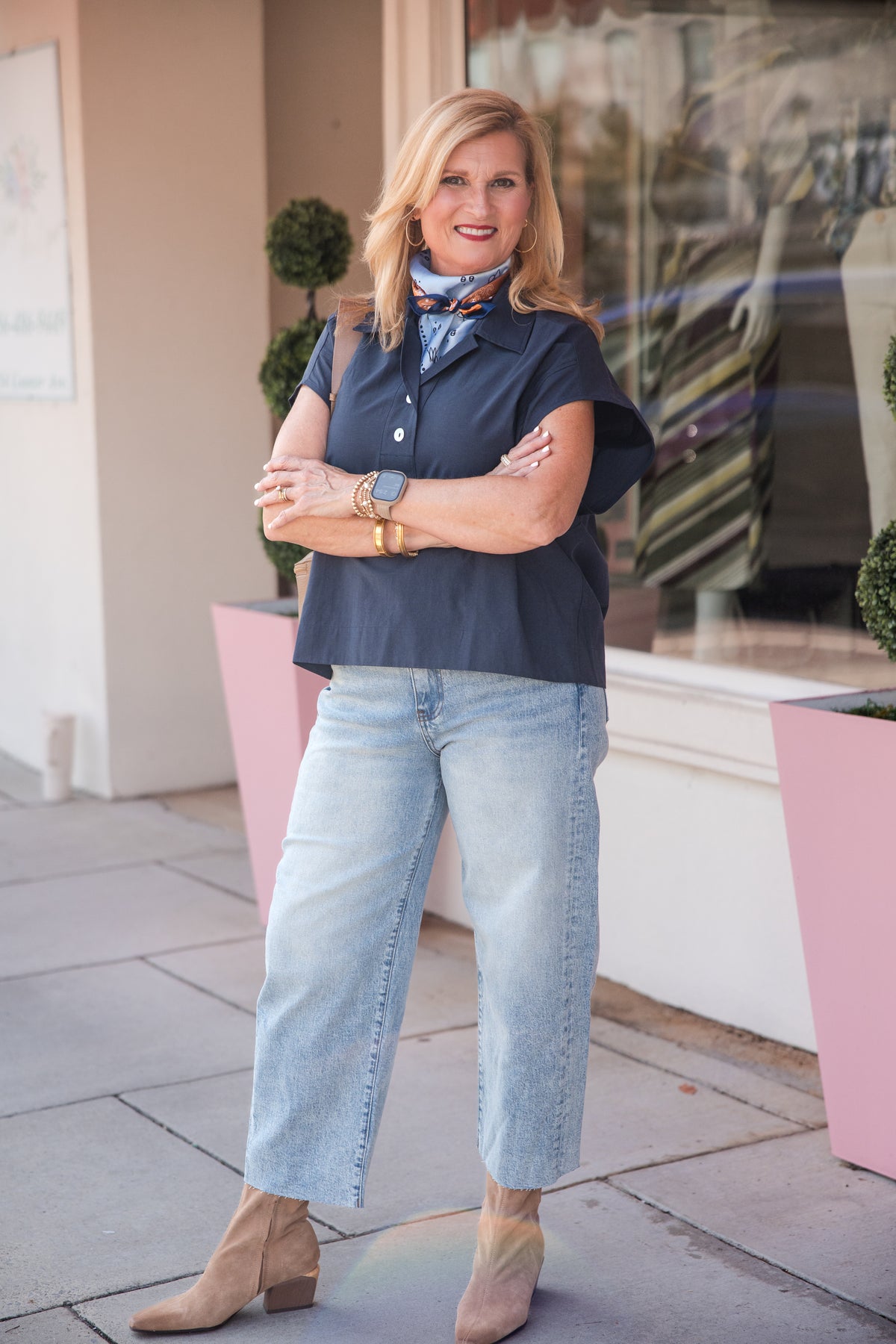 Solid Cap Sleeve Blouse Top - Navy