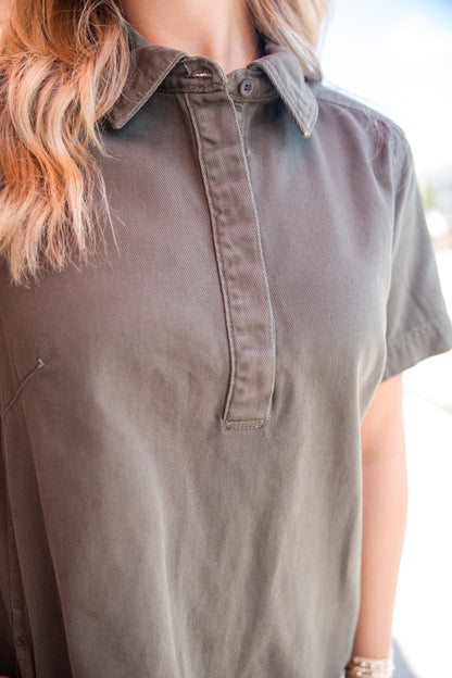 Macayle Denim Dress - Dried Ivy