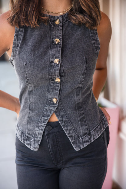 Ardel Denim Vest - Faded Black