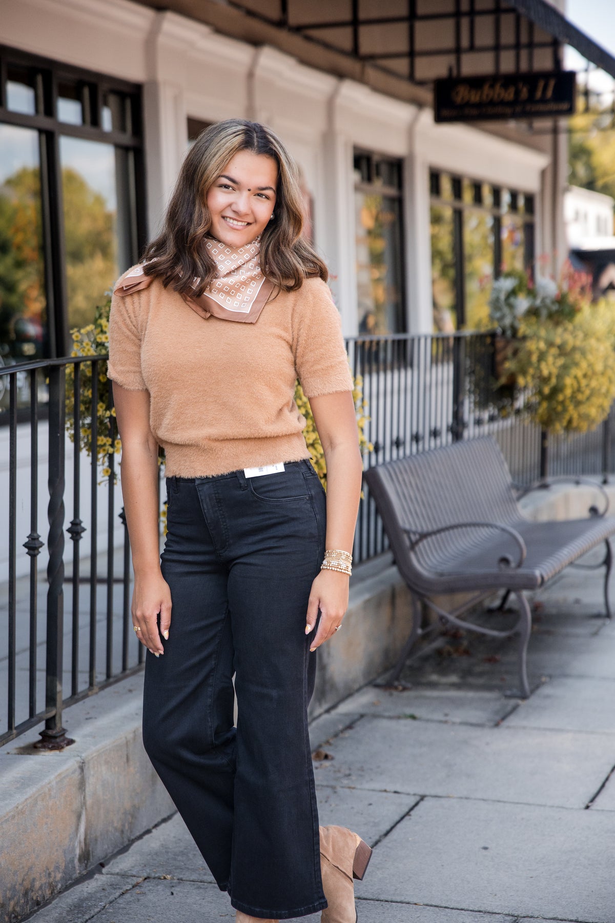 Cloud Nine Fluffy Short Sleeve Sweater - Camel