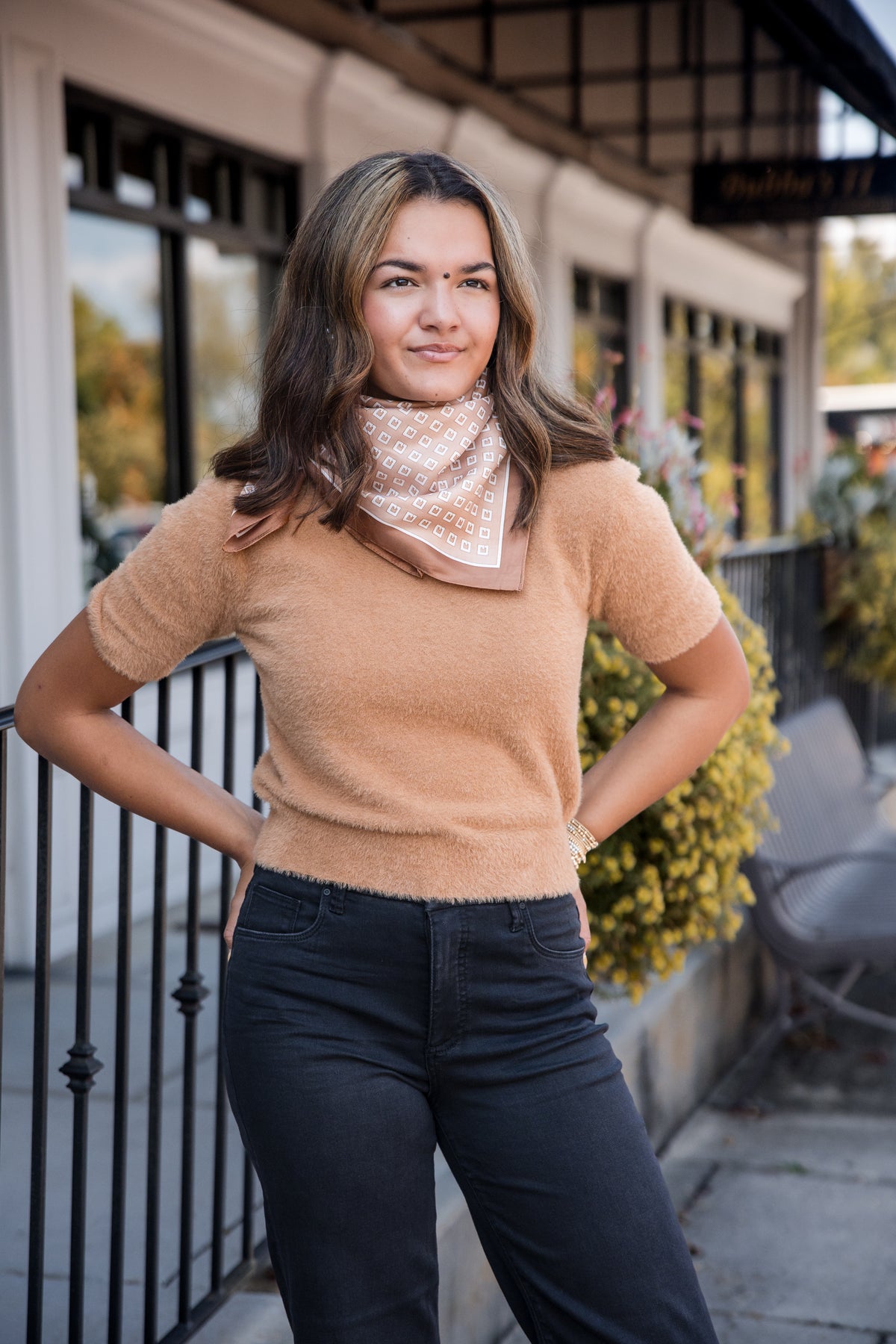 Cloud Nine Fluffy Short Sleeve Sweater - Camel