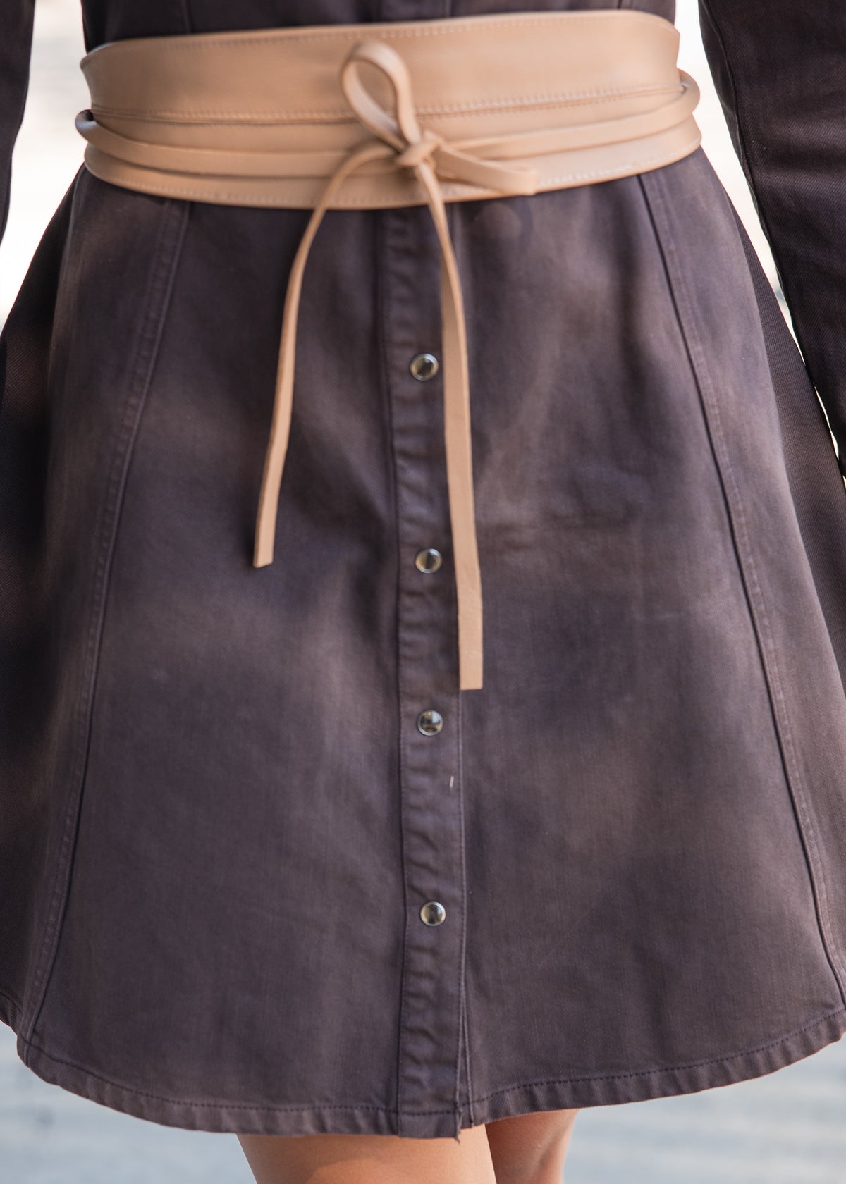 Zeana Mini Denim Dress - Walnut Timber
