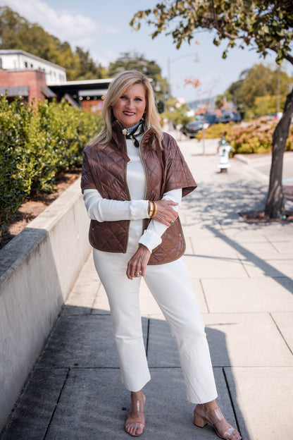 Luxe Quilted Poncho - Tiramisu