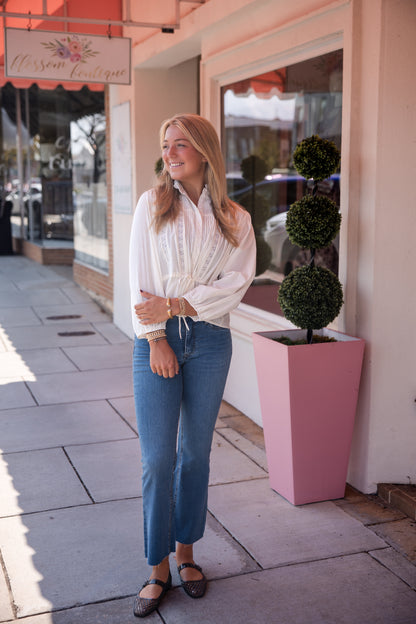 Cinched Waist Blouse - Cream
