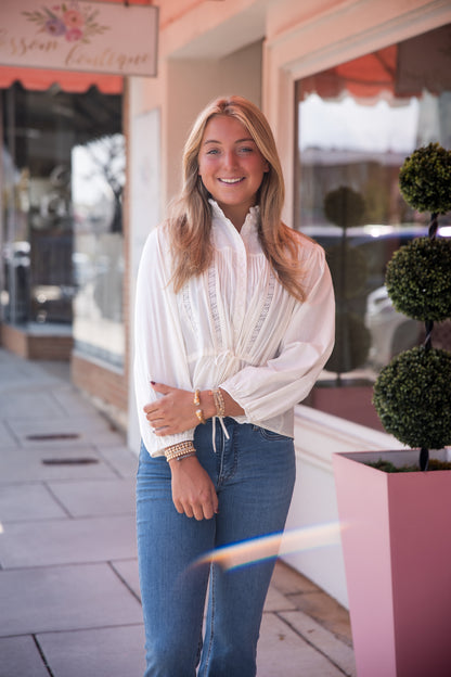 Cinched Waist Blouse - Cream