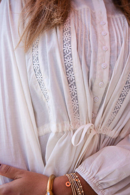 Cinched Waist Blouse - Cream