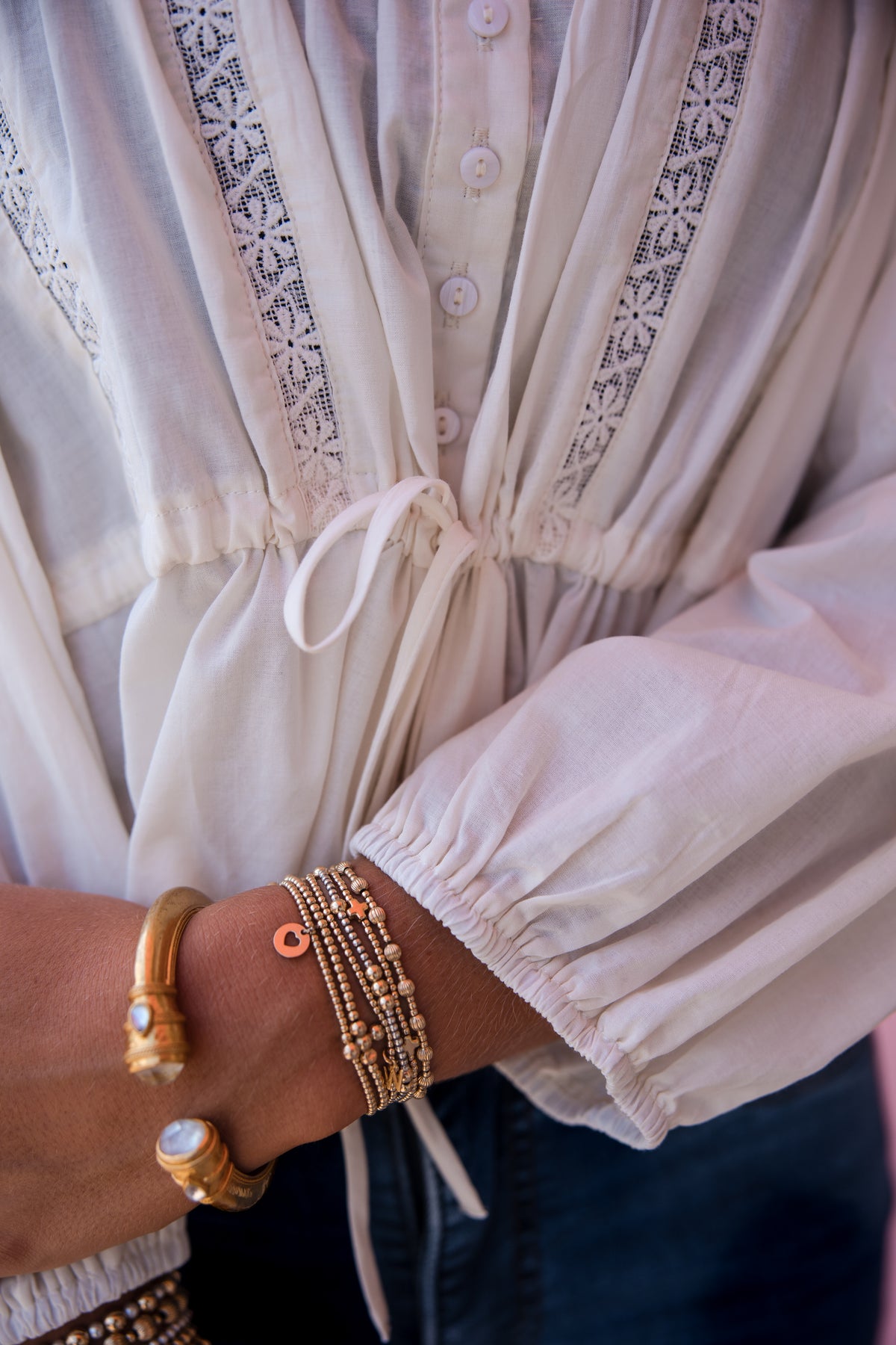 Cinched Waist Blouse - Cream