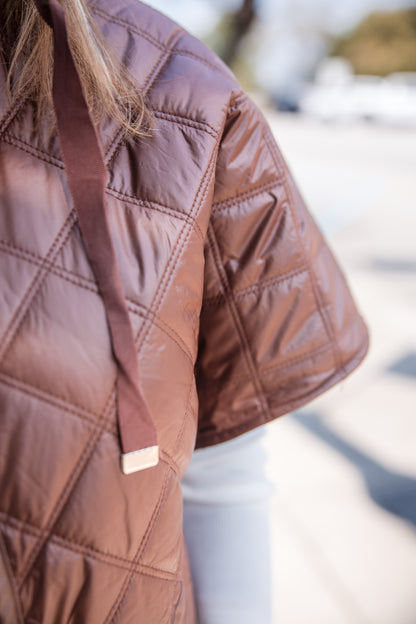 Luxe Quilted Poncho - Tiramisu