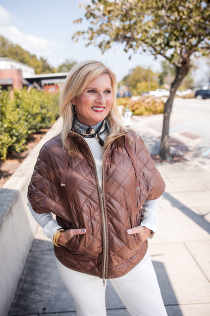 Luxe Quilted Poncho - Tiramisu