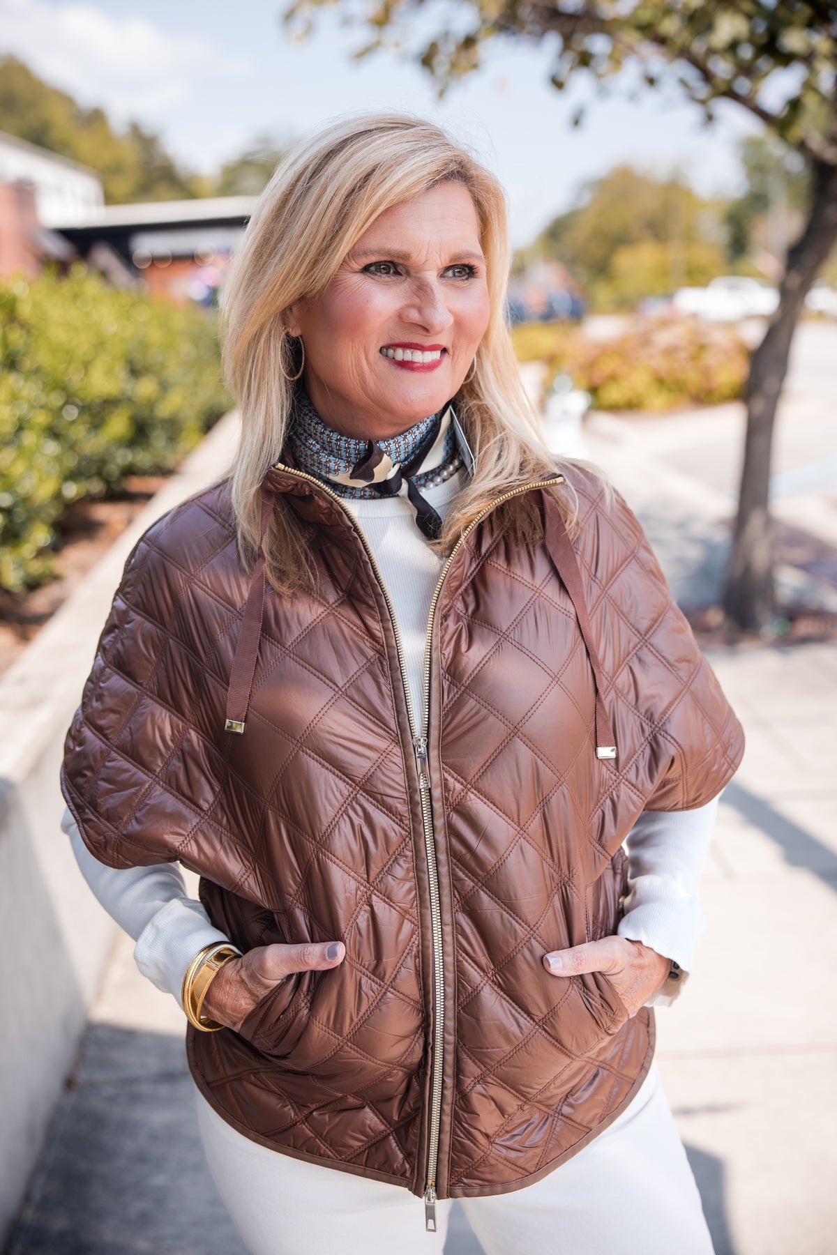 Luxe Quilted Poncho - Tiramisu