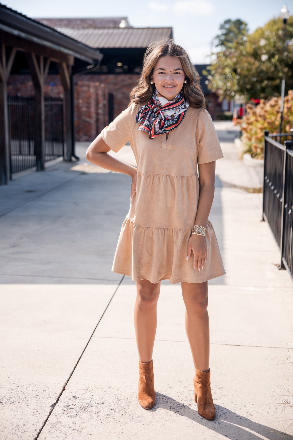 Adelyn Dress - Tan Suede