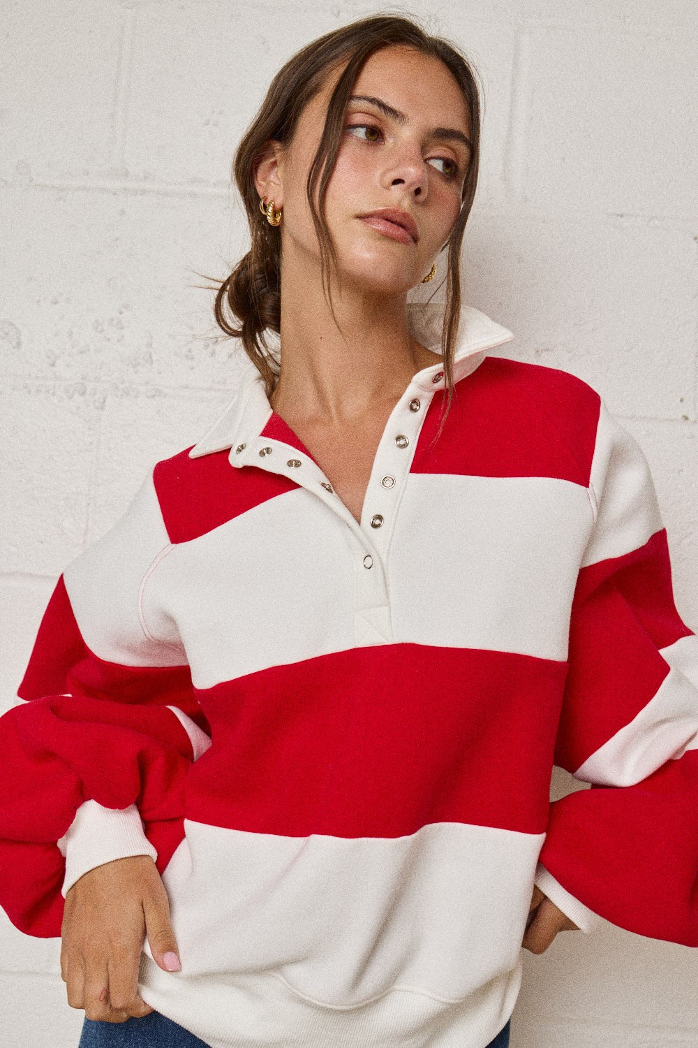 Everly Striped Pullover - Red