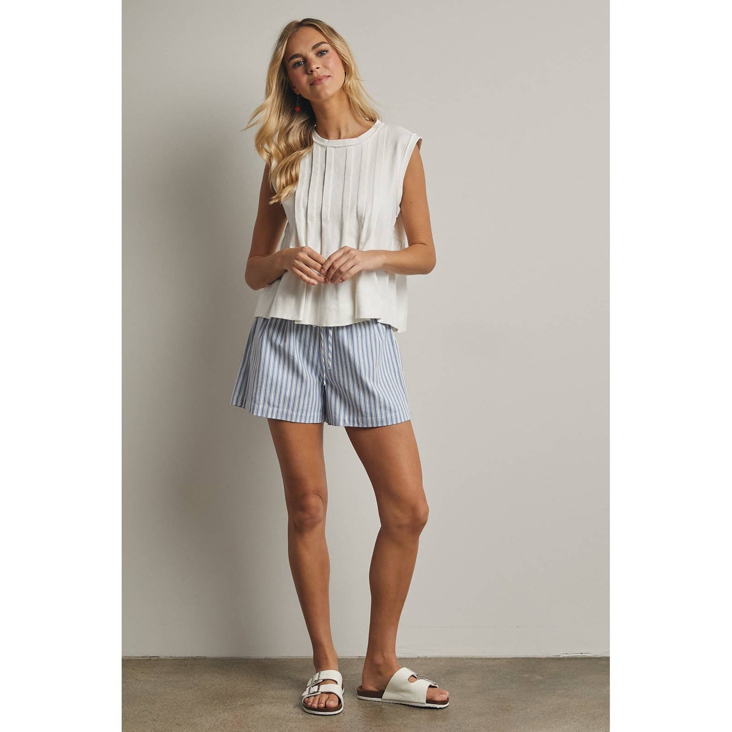 Pleated Tank Top - Off White