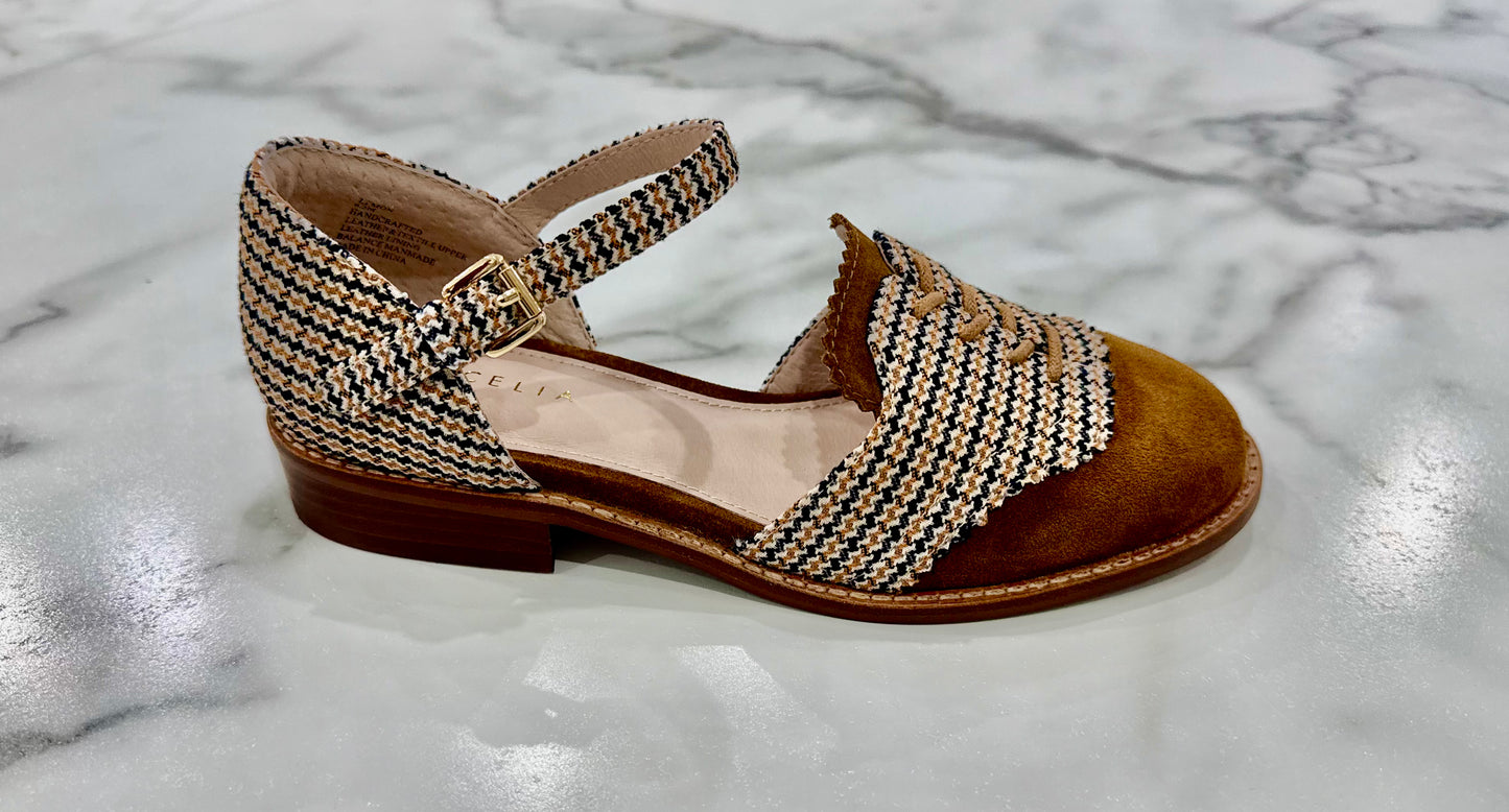 Lemon D'Orsay Flat Shoe - Tan Plaid