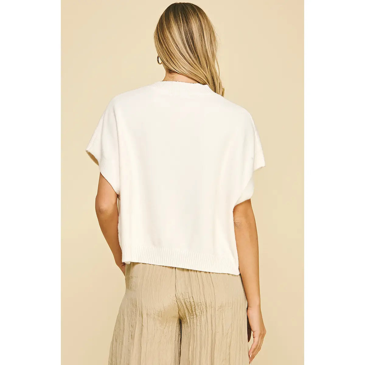 Dropped Shoulder Sweater Top - Milk White