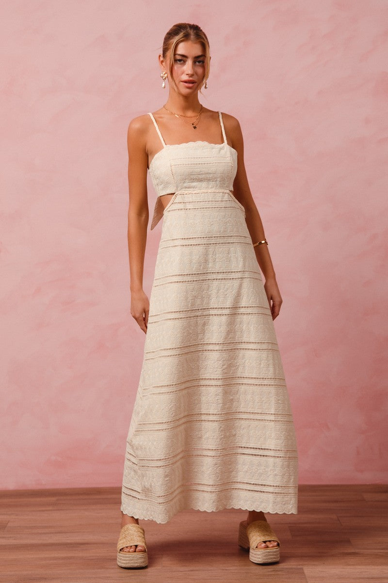Eyelet Lace Maxi Dress - Natural