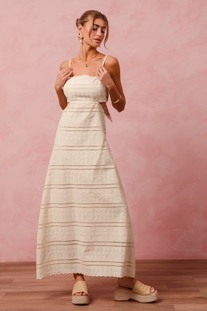 Eyelet Lace Maxi Dress - Natural