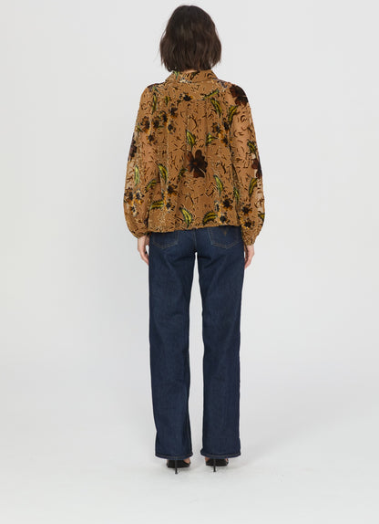 Elisa Velvet Burnout Popover Top