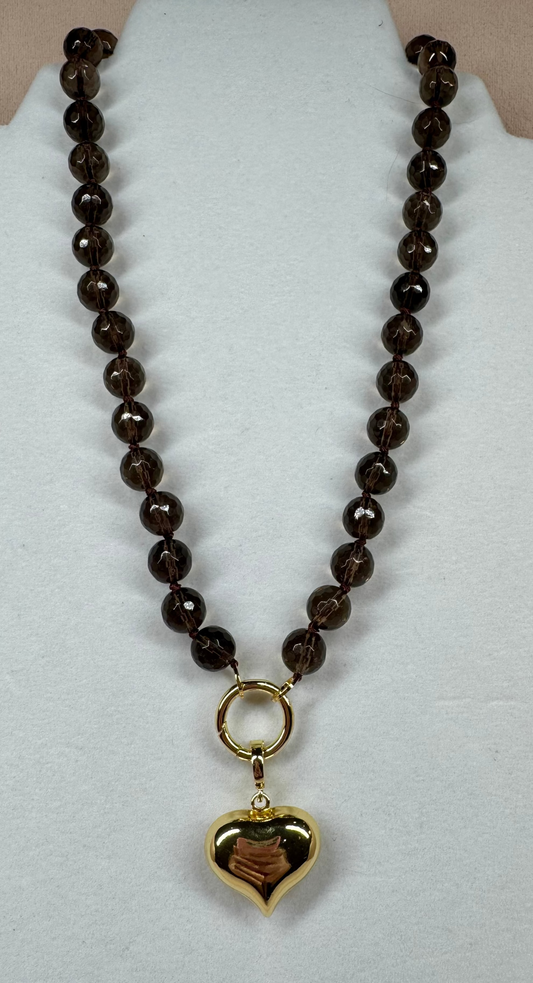 Brown Bubble Heart Necklace
