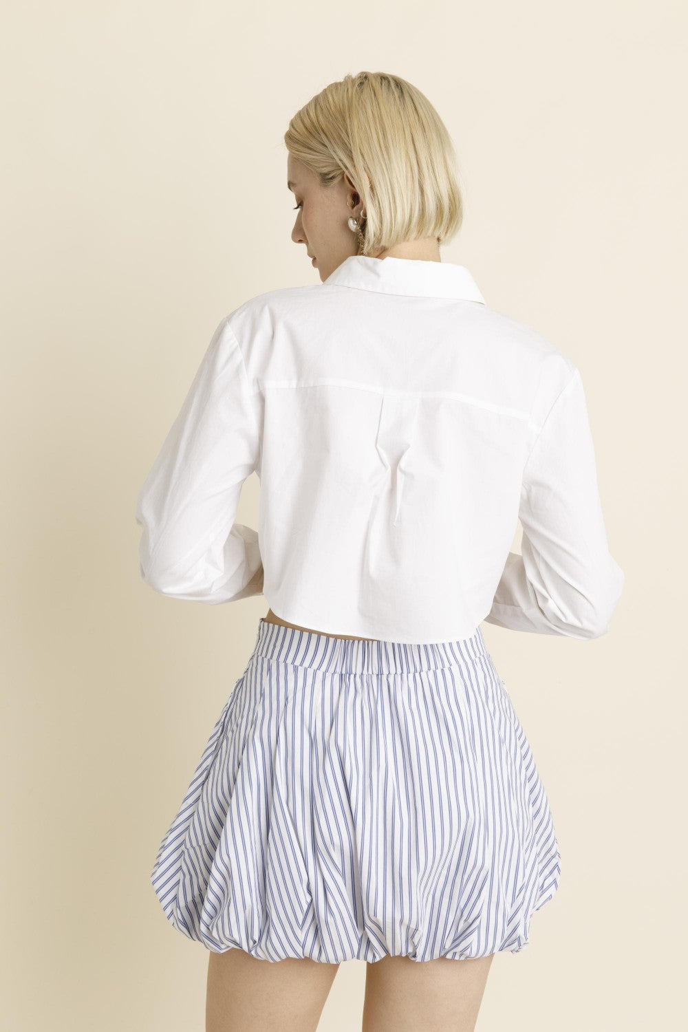 Striped Bubble Hem Skirt - Blue