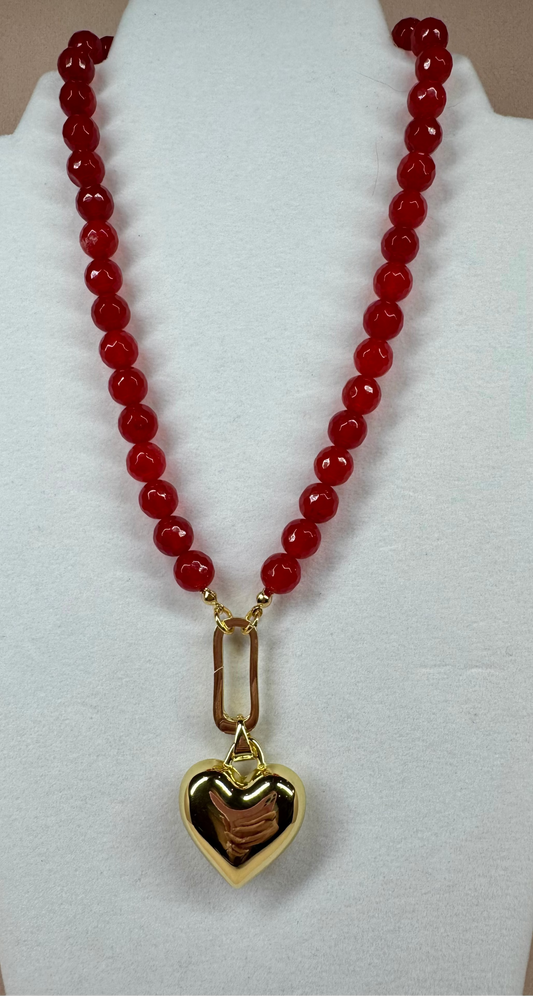 Red Link Heart Necklace
