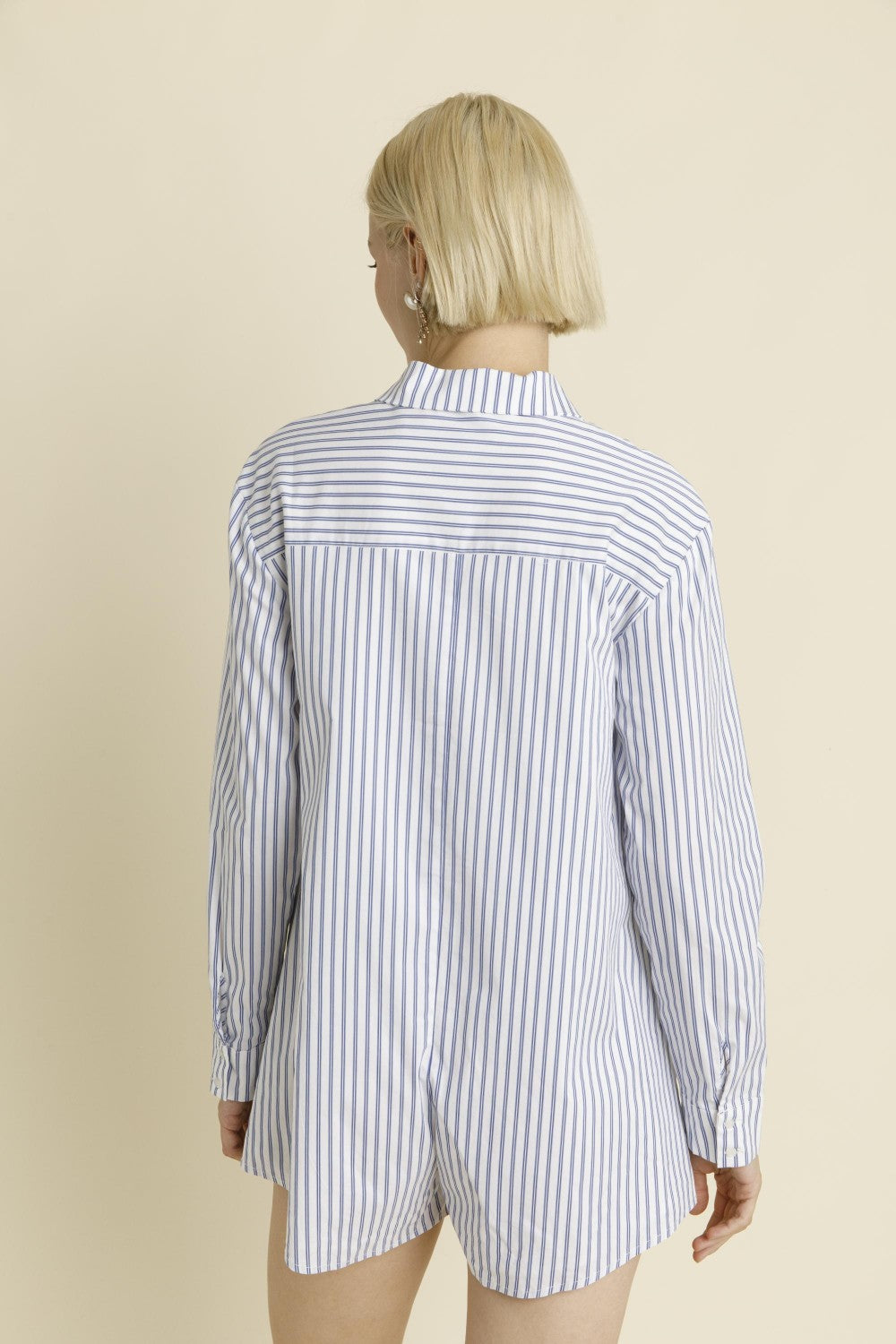 Oversized Stripe Shirt Romper - Blue