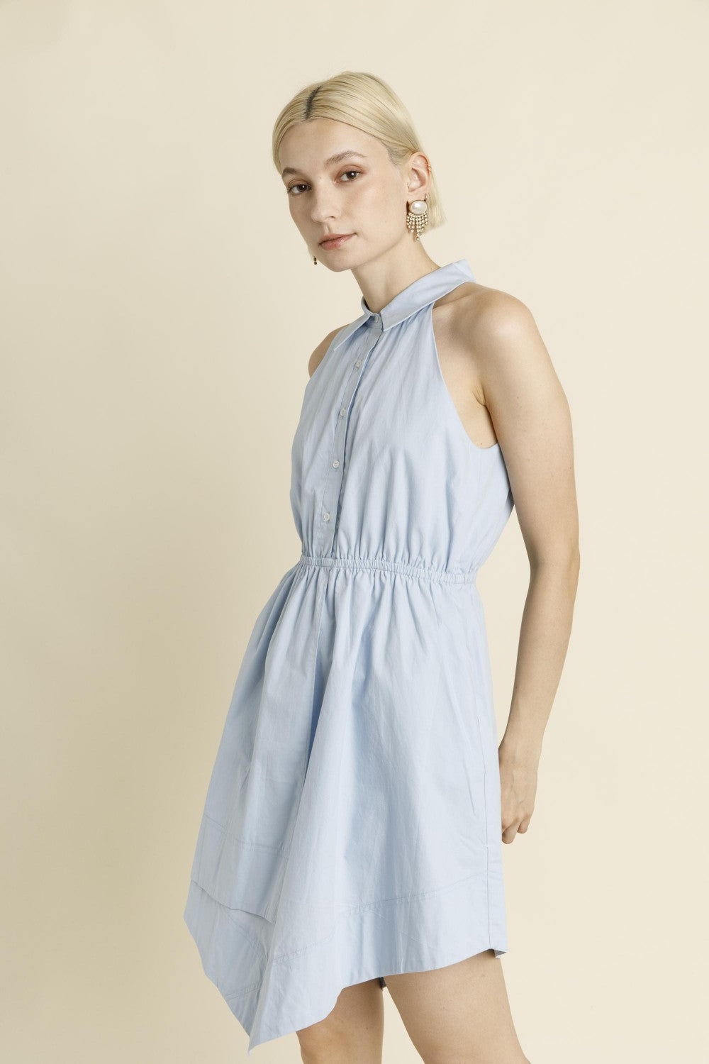 Racerback Poplin Shirt Dress - Blue