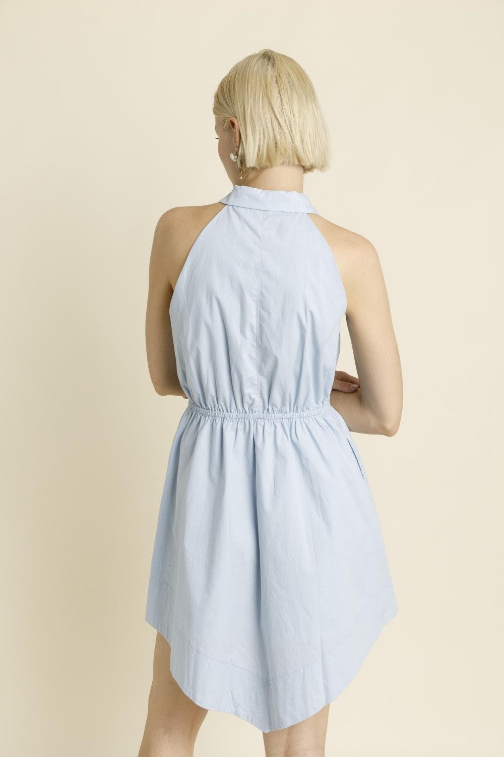 Racerback Poplin Shirt Dress - Blue