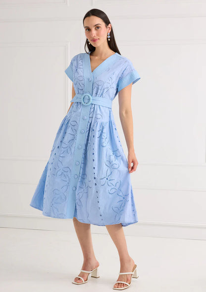 Andrea Dress - Blue Lily Garden Eyelet