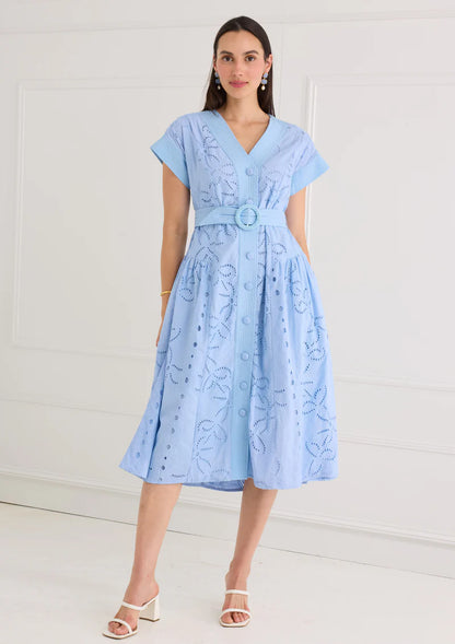 Andrea Dress - Blue Lily Garden Eyelet