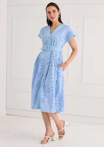 Andrea Dress - Blue Lily Garden Eyelet