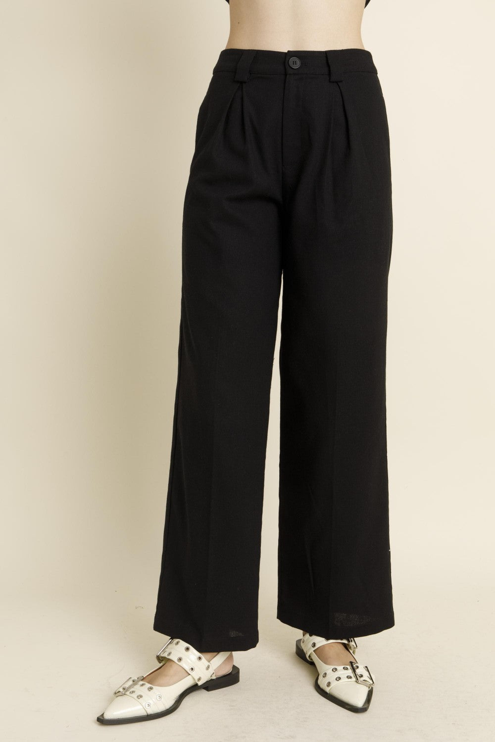 Linen Full Length Pant - Black