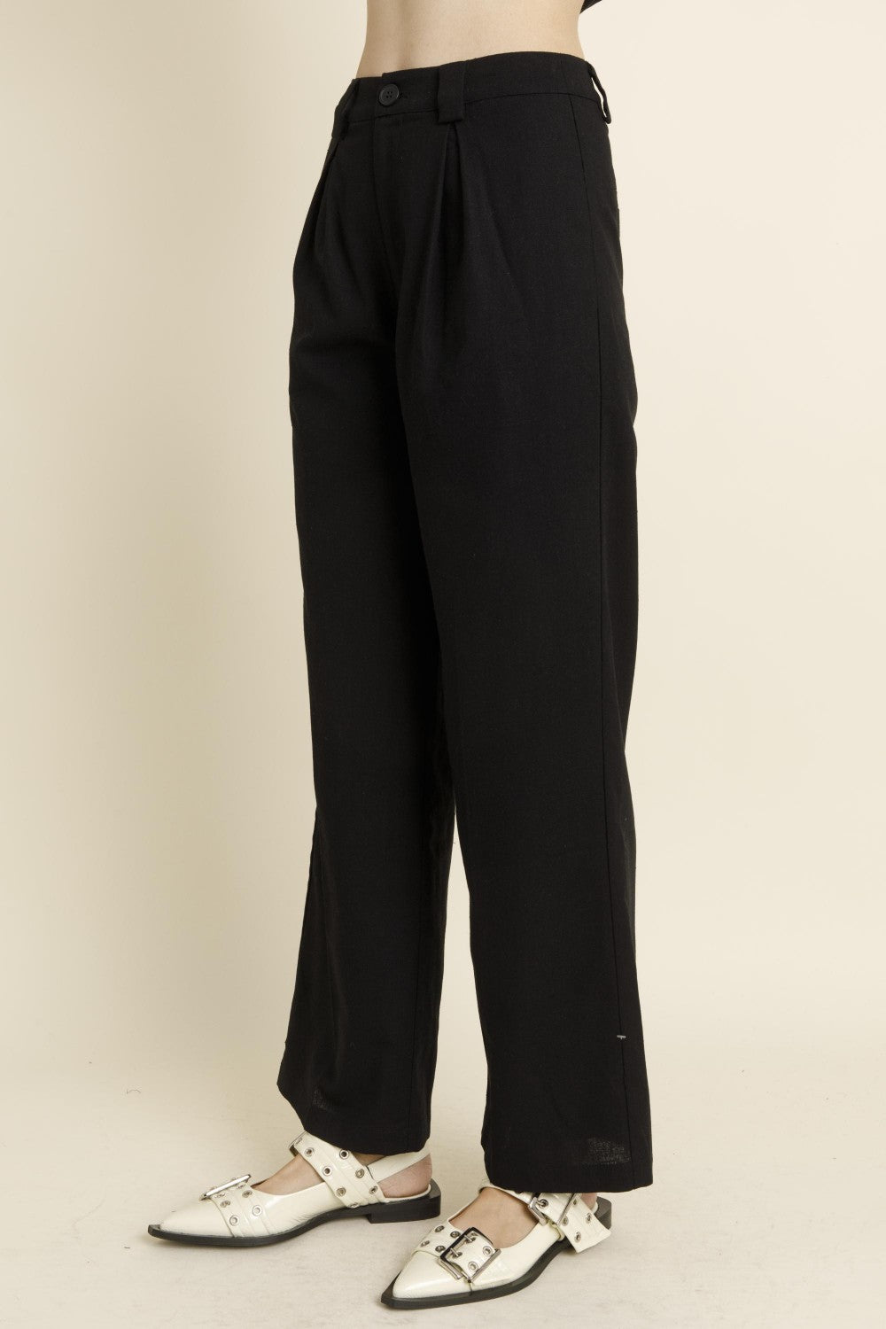 Linen Full Length Pant - Black