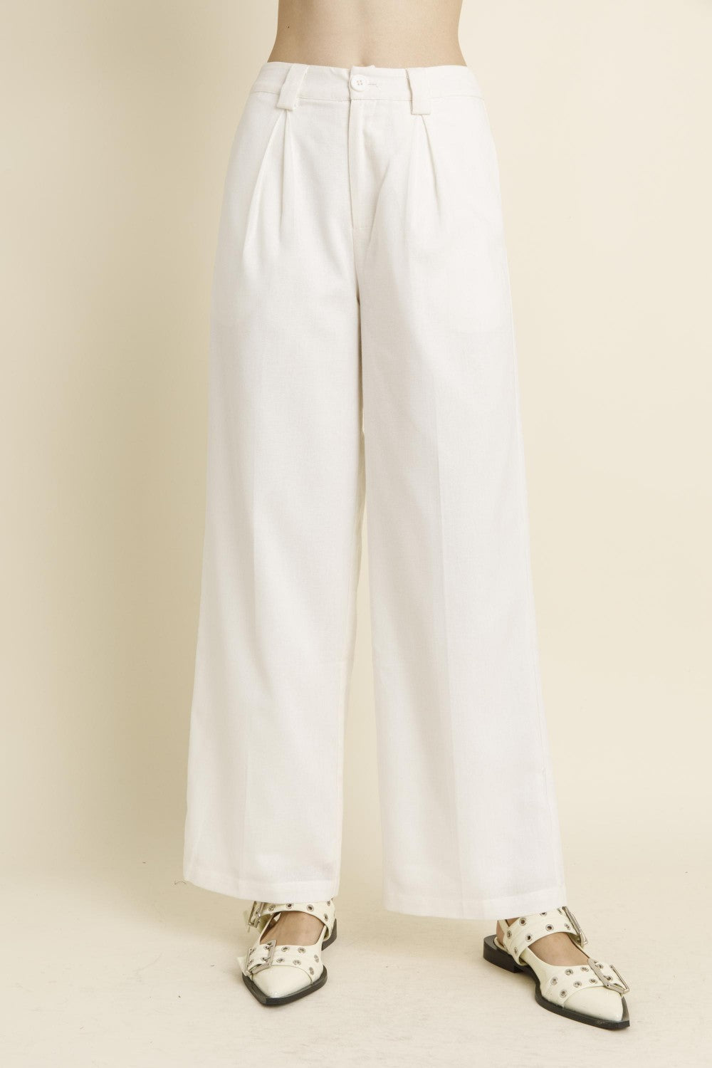 Linen Full Length Pant - Ivory