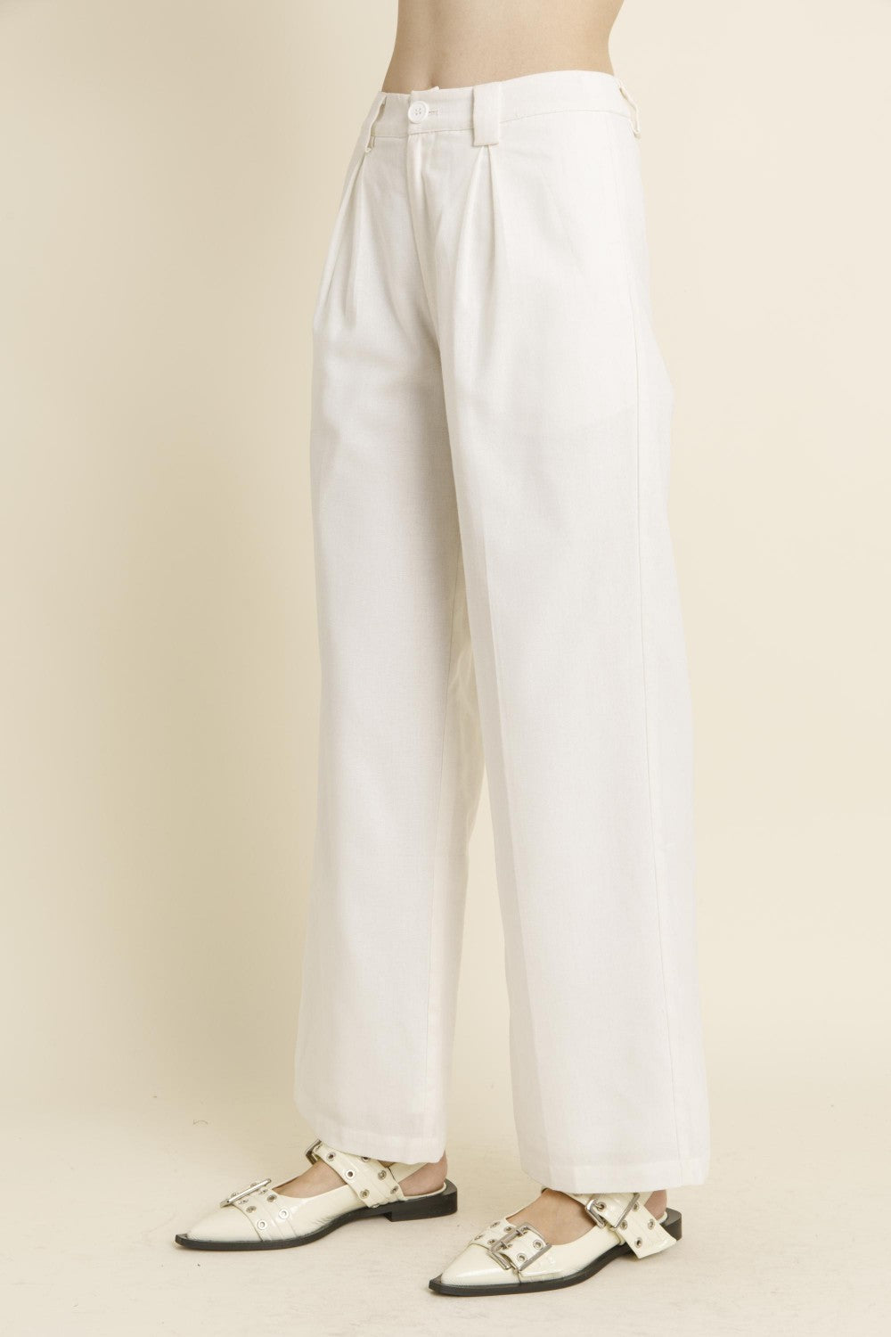 Linen Full Length Pant - Ivory