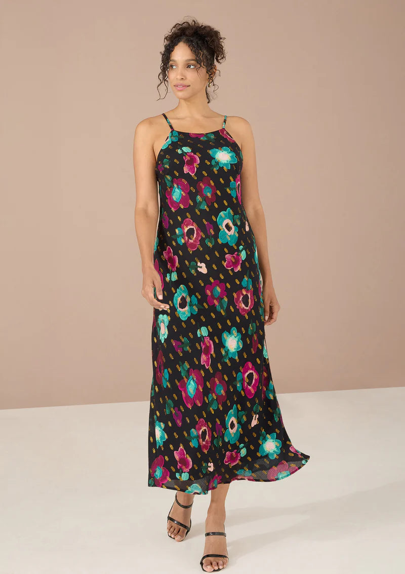 Anya Dress - Black Holiday Garden