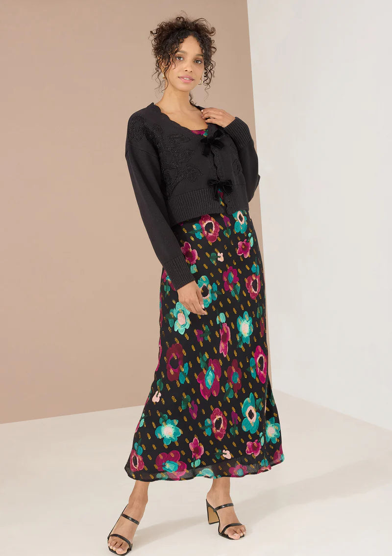 Gina Cardigan - Black Opulent Floral