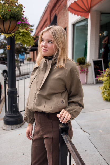 Scarf Detail Jacket - Olive