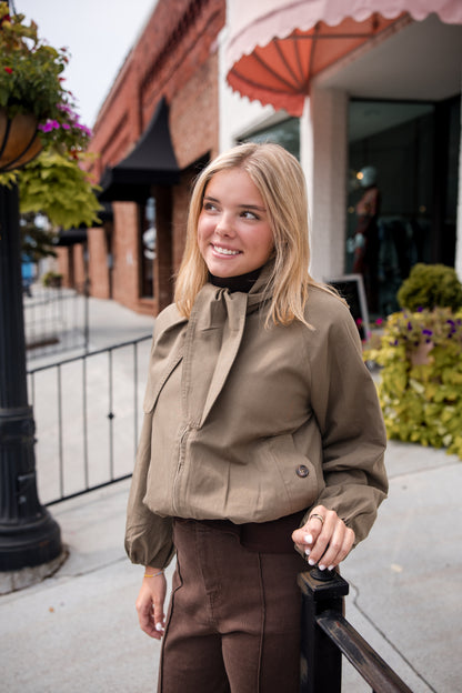 Scarf Detail Jacket - Olive